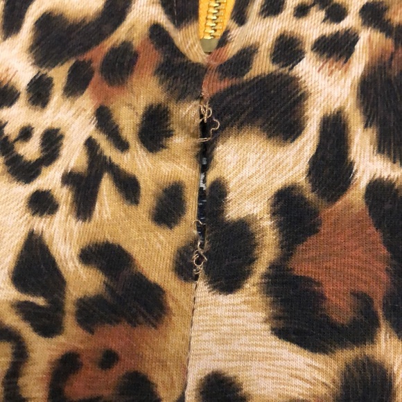 BEAUTIFUL Uncle Frank ANTHROPOLOGIE mixed media contrast leopard dress M FLAWS - Picture 12 of 13
